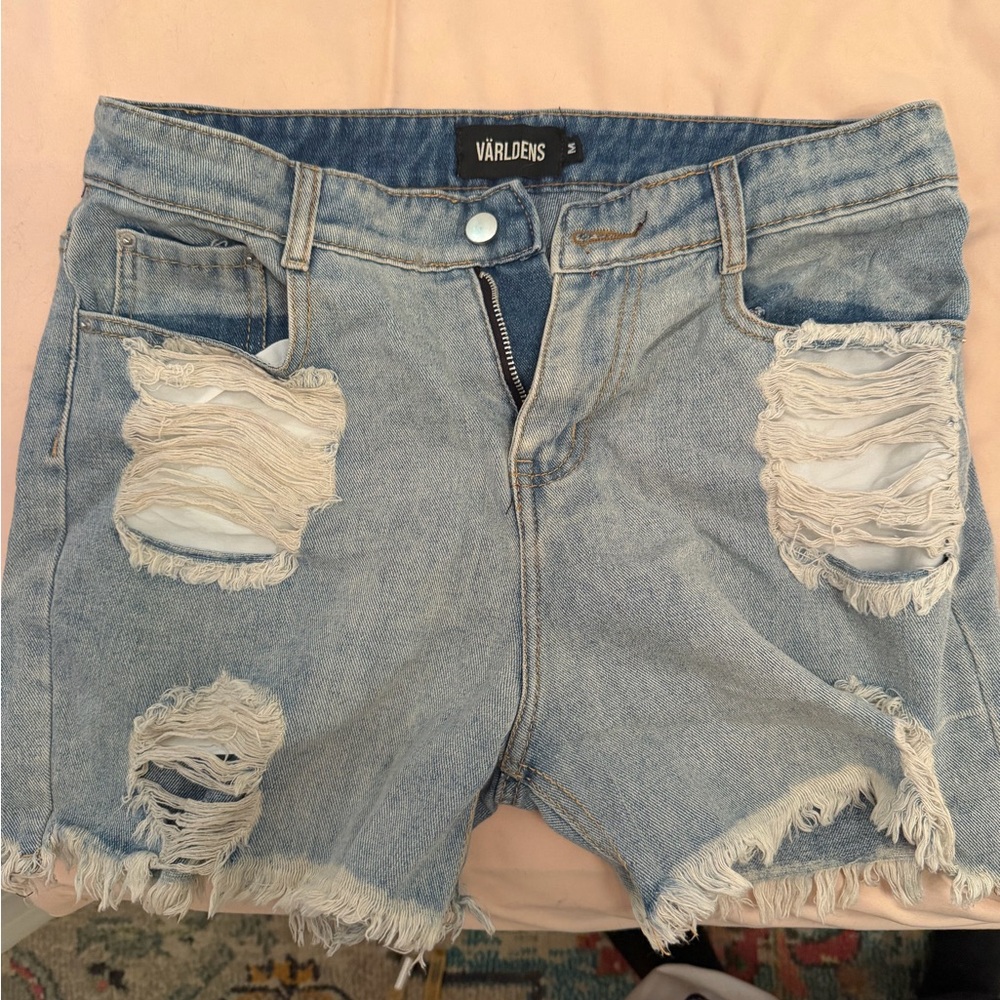Light Blue Distressed Women Shorts with Ghostface!